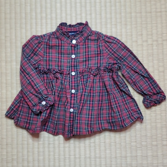 Ralph Lauren Ruffle-Collar Tartan Plaid Babydoll - Picture 1 of 5